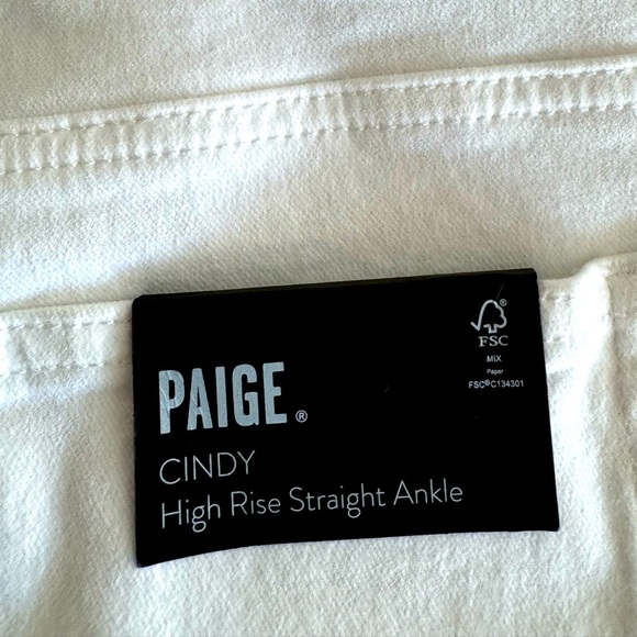 Anthropologie Paige Cindy High Rise Straight Leg Jeans White Noise Wash Size 33 - Picture 9 of 15